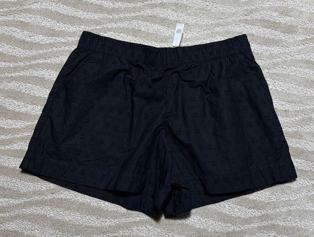 GAP Black Eyelet High Rise Shorts Lined Plus Size XL Summer 100% Cotton NWT